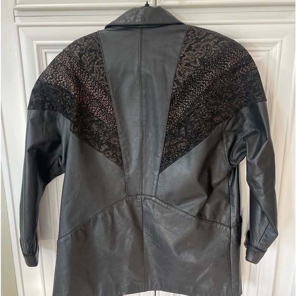 Vintage Adler 80s / 90s Black Suede Oversized Leather Jacket coat - Size small - Picture 2 of 15